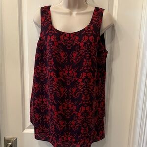 CAbi Red and Black Floral Tank Top